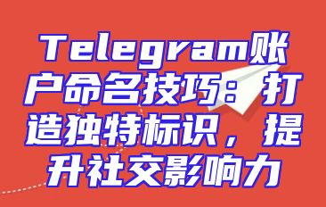 Telegram账户命名技巧：打造独特标识，提升社交影响力