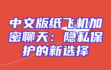 中文版纸飞机加密聊天：隐私保护的新选择
