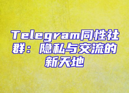 Telegram同性社群：隐私与交流的新天地