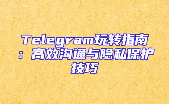Telegram玩转指南：高效沟通与隐私保护技巧