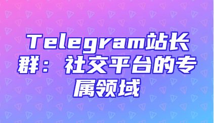 Telegram站长群：社交平台的专属领域
