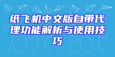 纸飞机中文版自带代理功能解析与使用技巧