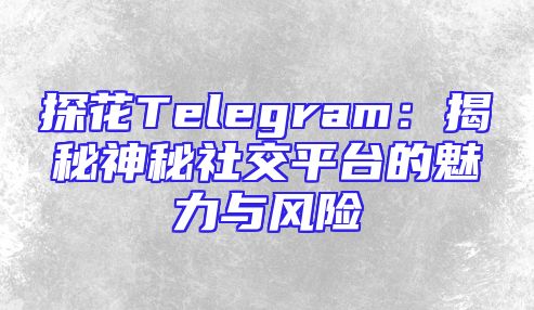 探花Telegram：揭秘神秘社交平台的魅力与风险