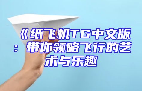 《纸飞机TG中文版：带你领略飞行的艺术与乐趣