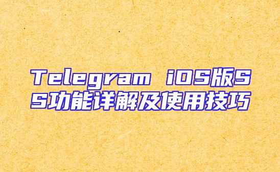 Telegram iOS版SS功能详解及使用技巧