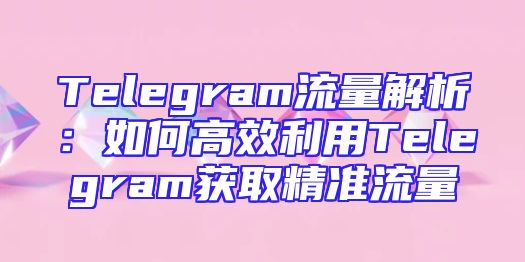 Telegram流量解析：如何高效利用Telegram获取精准流量