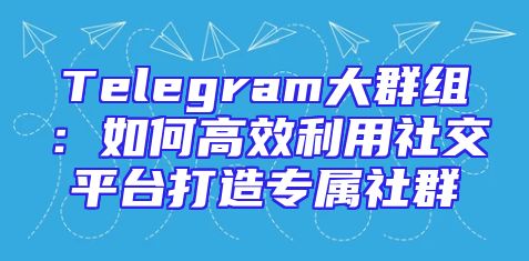 Telegram大群组：如何高效利用社交平台打造专属社群