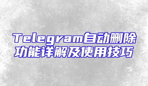 Telegram自动删除功能详解及使用技巧