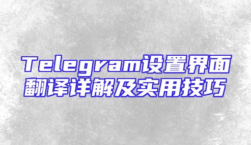 Telegram设置界面翻译详解及实用技巧