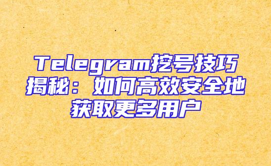 Telegram挖号技巧揭秘：如何高效安全地获取更多用户