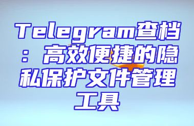 Telegram查档：高效便捷的隐私保护文件管理工具