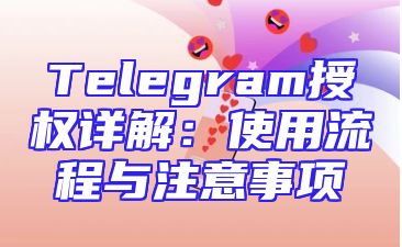 Telegram授权详解：使用流程与注意事项