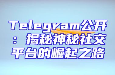 Telegram公开：揭秘神秘社交平台的崛起之路