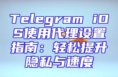 Telegram iOS使用代理设置指南：轻松提升隐私与速度