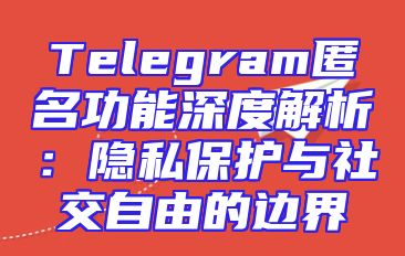 Telegram匿名功能深度解析：隐私保护与社交自由的边界