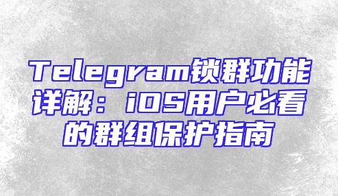 Telegram锁群功能详解：iOS用户必看的群组保护指南
