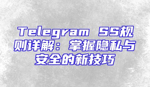Telegram SS规则详解：掌握隐私与安全的新技巧