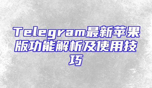 Telegram最新苹果版功能解析及使用技巧