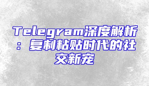 Telegram深度解析：复制粘贴时代的社交新宠