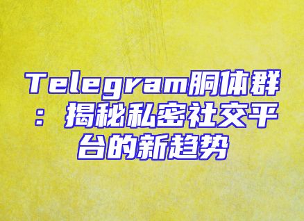Telegram胴体群：揭秘私密社交平台的新趋势