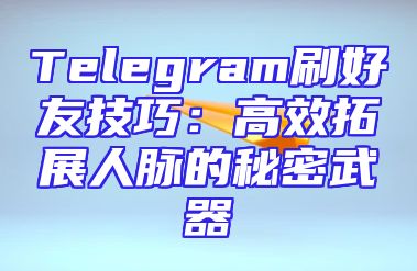 Telegram刷好友技巧：高效拓展人脉的秘密武器