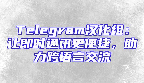 Telegram汉化组：让即时通讯更便捷，助力跨语言交流