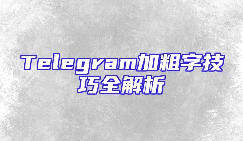 Telegram加粗字技巧全解析