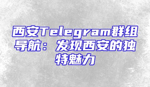 西安Telegram群组导航：发现西安的独特魅力