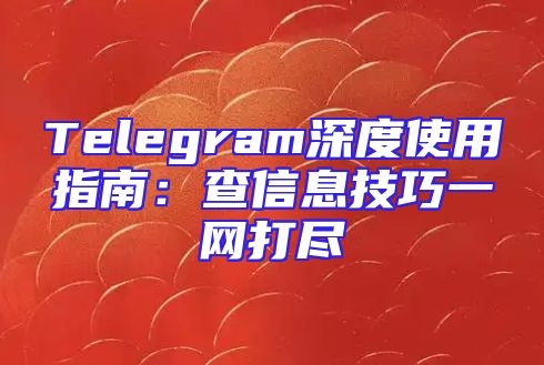Telegram深度使用指南：查信息技巧一网打尽