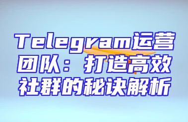 Telegram运营团队：打造高效社群的秘诀解析