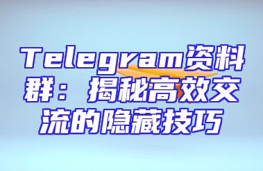 Telegram资料群：揭秘高效交流的隐藏技巧