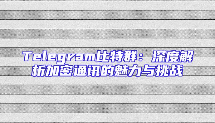 Telegram比特群：深度解析加密通讯的魅力与挑战
