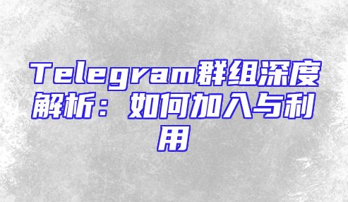 Telegram群组深度解析：如何加入与利用
