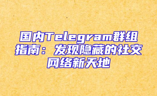 国内Telegram群组指南：发现隐藏的社交网络新天地