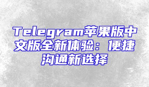 Telegram苹果版中文版全新体验：便捷沟通新选择