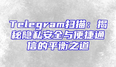 Telegram扫描：揭秘隐私安全与便捷通信的平衡之道