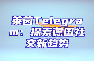 莱茵Telegram：探索德国社交新趋势