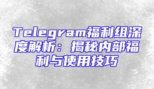 Telegram福利组深度解析：揭秘内部福利与使用技巧