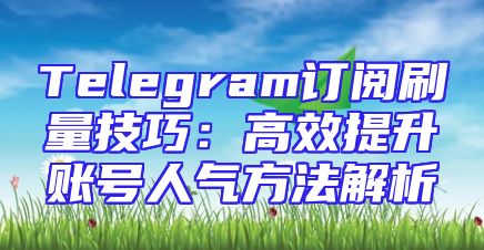 Telegram订阅刷量技巧：高效提升账号人气方法解析