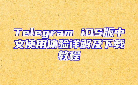 Telegram iOS版中文使用体验详解及下载教程