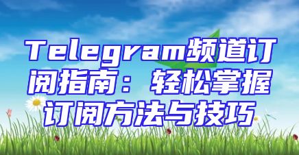 Telegram频道订阅指南：轻松掌握订阅方法与技巧