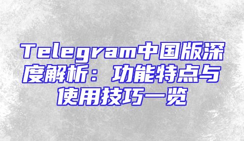 Telegram中国版深度解析：功能特点与使用技巧一览