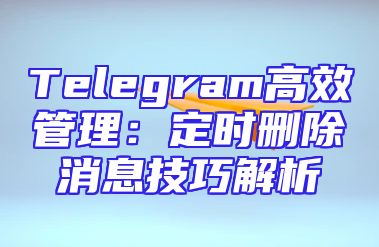 Telegram高效管理：定时删除消息技巧解析