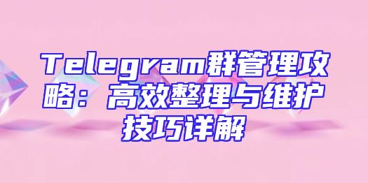 Telegram群管理攻略：高效整理与维护技巧详解