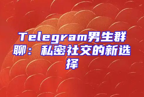 Telegram男生群聊：私密社交的新选择