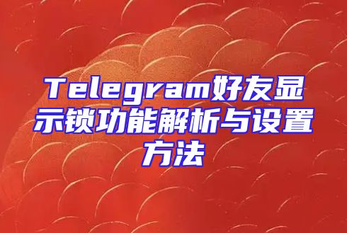 Telegram好友显示锁功能解析与设置方法