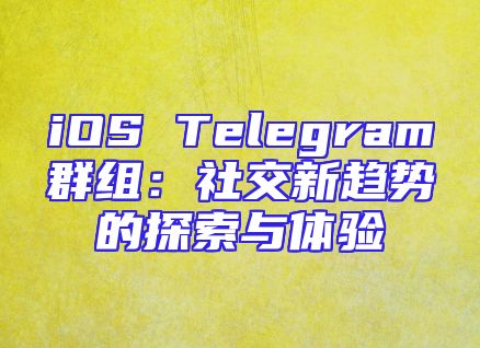 iOS Telegram群组：社交新趋势的探索与体验