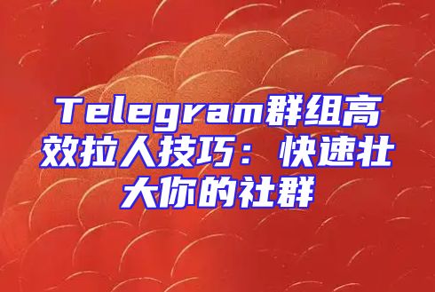 Telegram群组高效拉人技巧：快速壮大你的社群